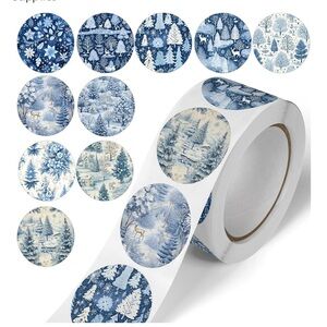 Blue Winter Wonderland Sticker Roll